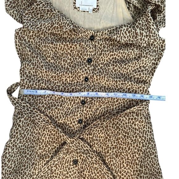 Anthropologie Bolano cheetah print midi dress with a button-down front and tie w - Picture 11 of 12